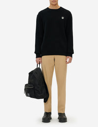 Pull décontracté avec écusson en laine - Black
