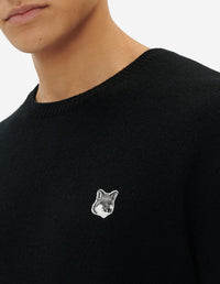 Pull décontracté avec écusson en laine - Black