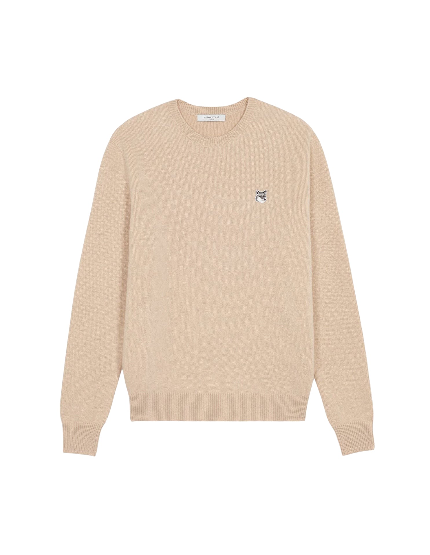 Pull décontracté avec écusson en laine - Beige