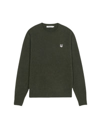 Pull décontracté avec écusson en laine - Khaki Grey