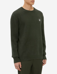 Pull décontracté avec écusson en laine - Khaki Grey