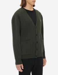 Cardigan à col V en laine - Khaki Grey