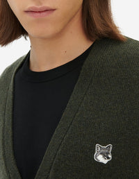 Cardigan à col V en laine - Khaki Grey