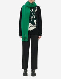 Pull jacquard à manches longues en laine - Black