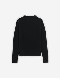 Pull jacquard à manches longues en laine - Black