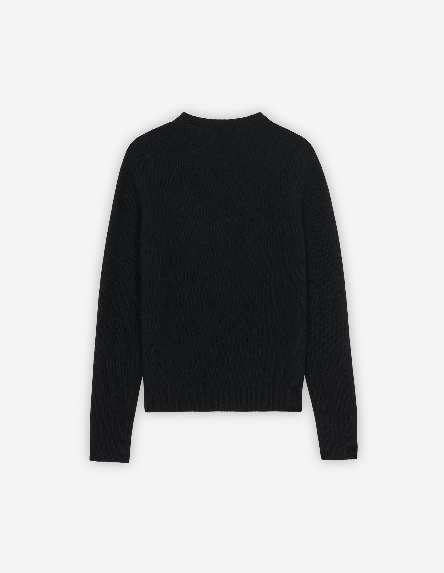 Pull jacquard à manches longues en laine - Black