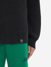 Pull à maille tressé et col roulé en laine - Dark Grey Melange