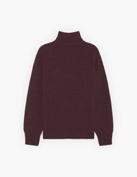 Pull à maille tressé et col roulé en laine - Wine Lees Melange