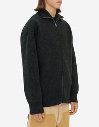 Cardigan tressé en laine - Dark Grey Melange