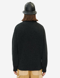Cardigan tressé en laine - Dark Grey Melange