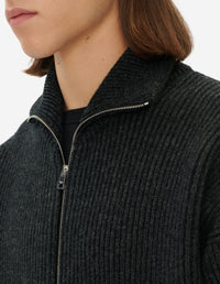 Cardigan tressé en laine - Dark Grey Melange