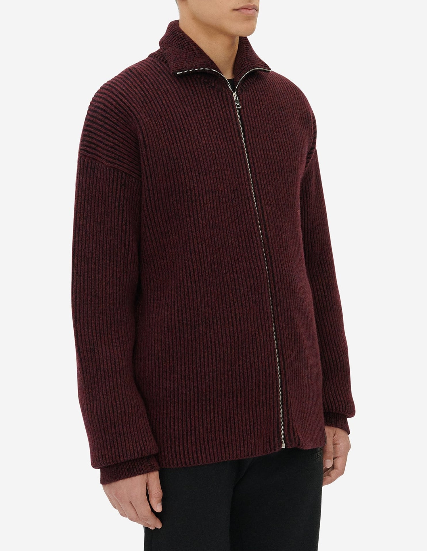 Cardigan tressé en laine - Wine Lees Melange