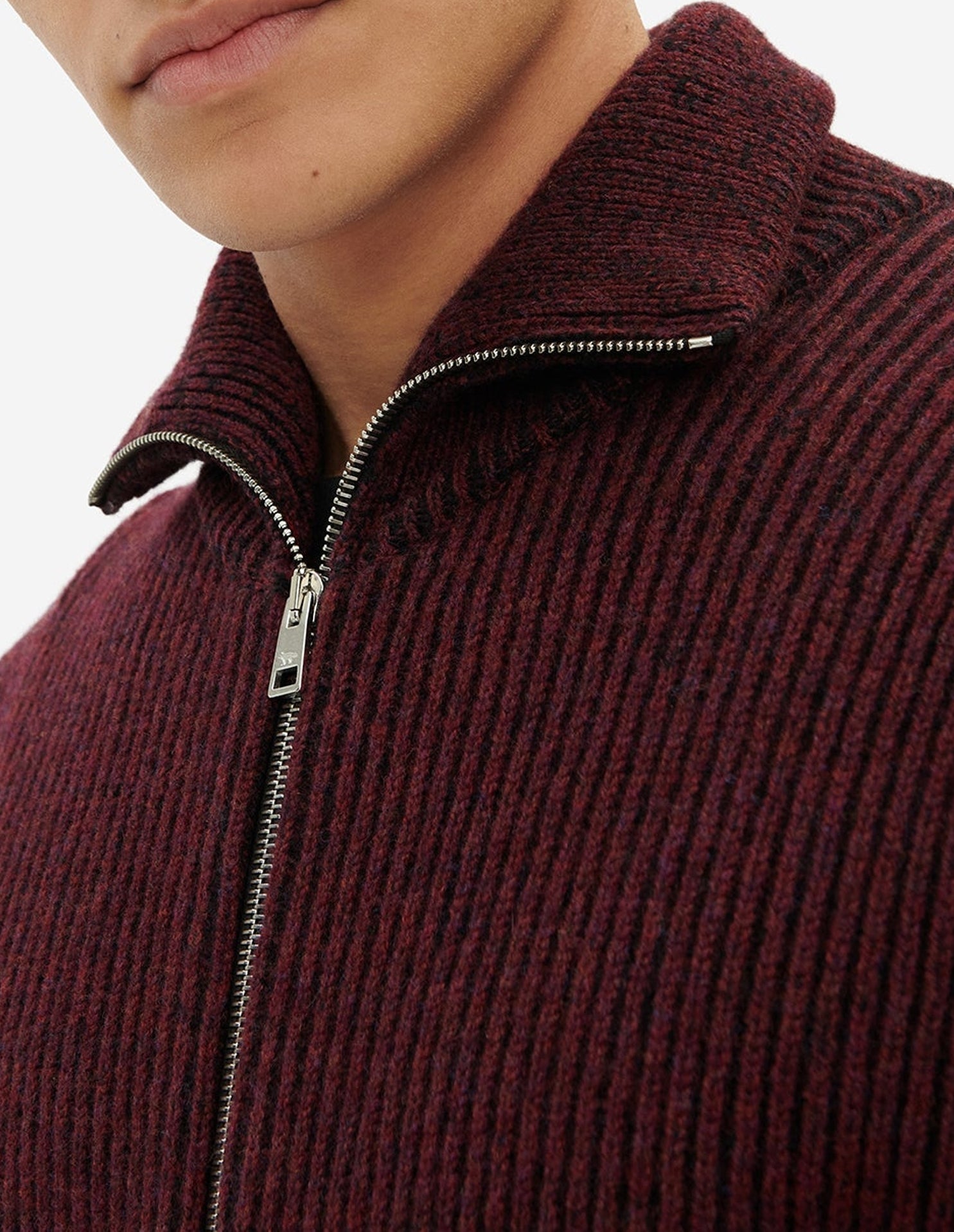 Cardigan tressé en laine - Wine Lees Melange