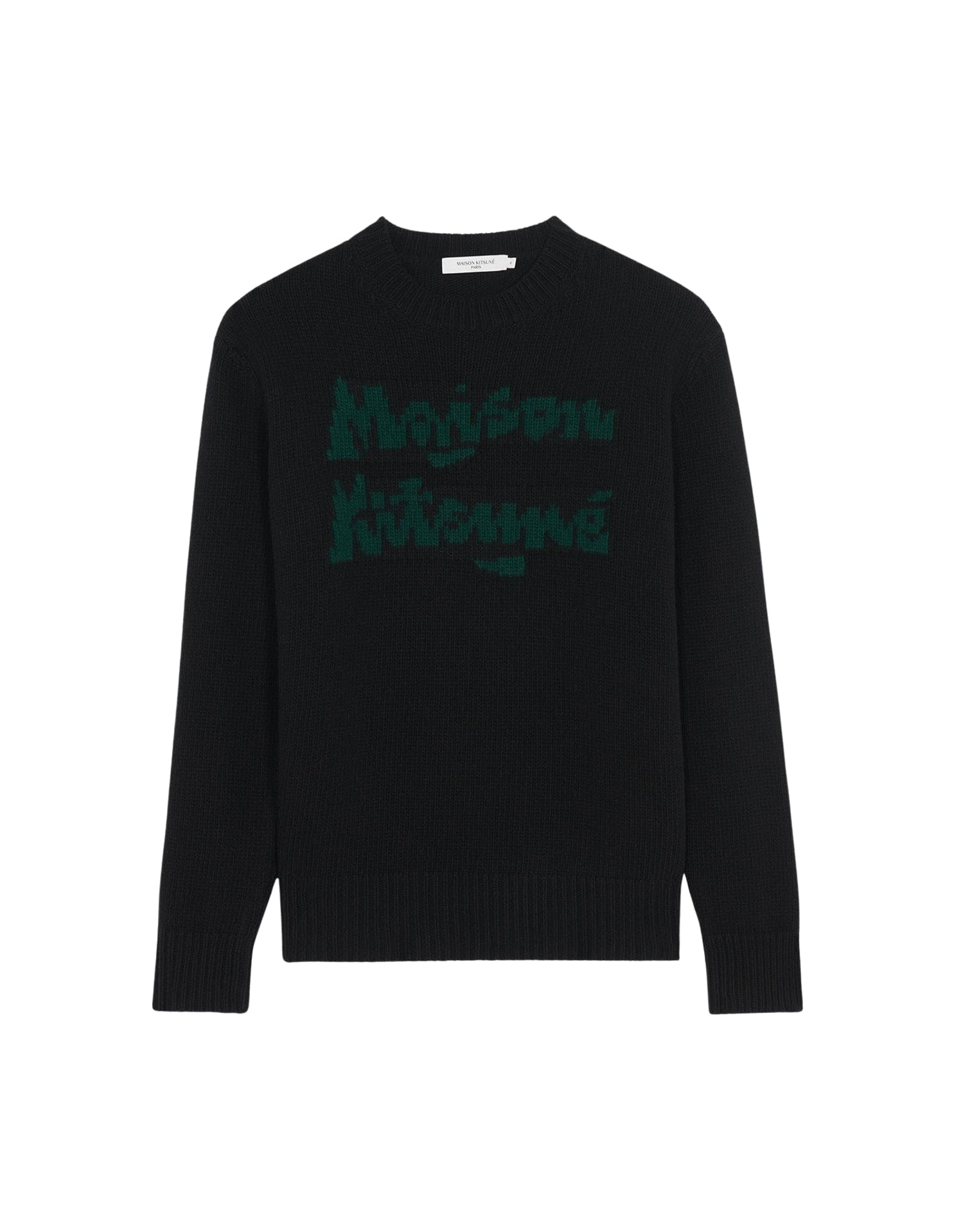Pull jacquard décontracté en laine - Black