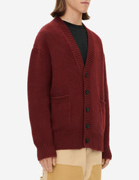 Cardigan à col V en laine - Wine Lees