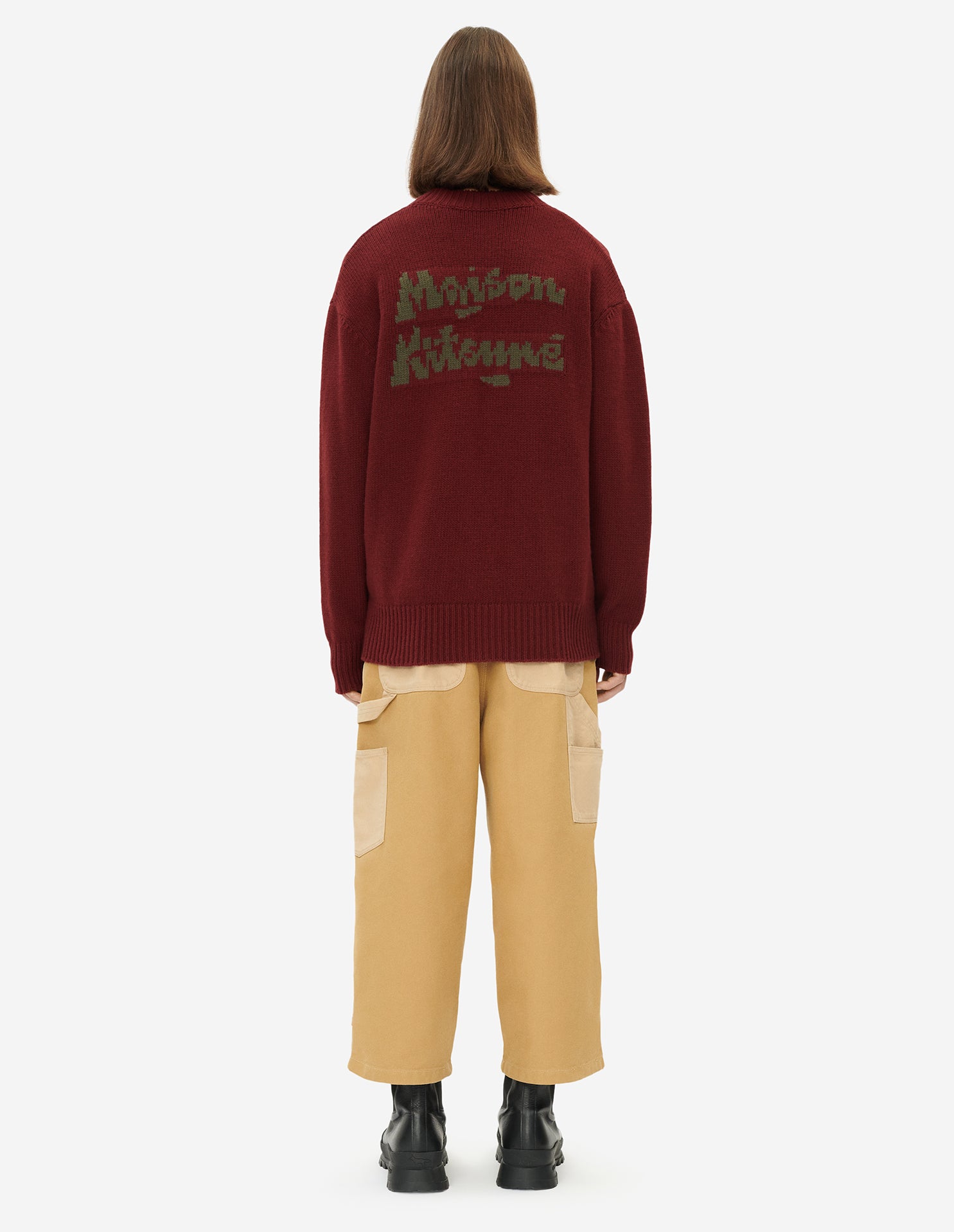 Cardigan à col V en laine - Wine Lees