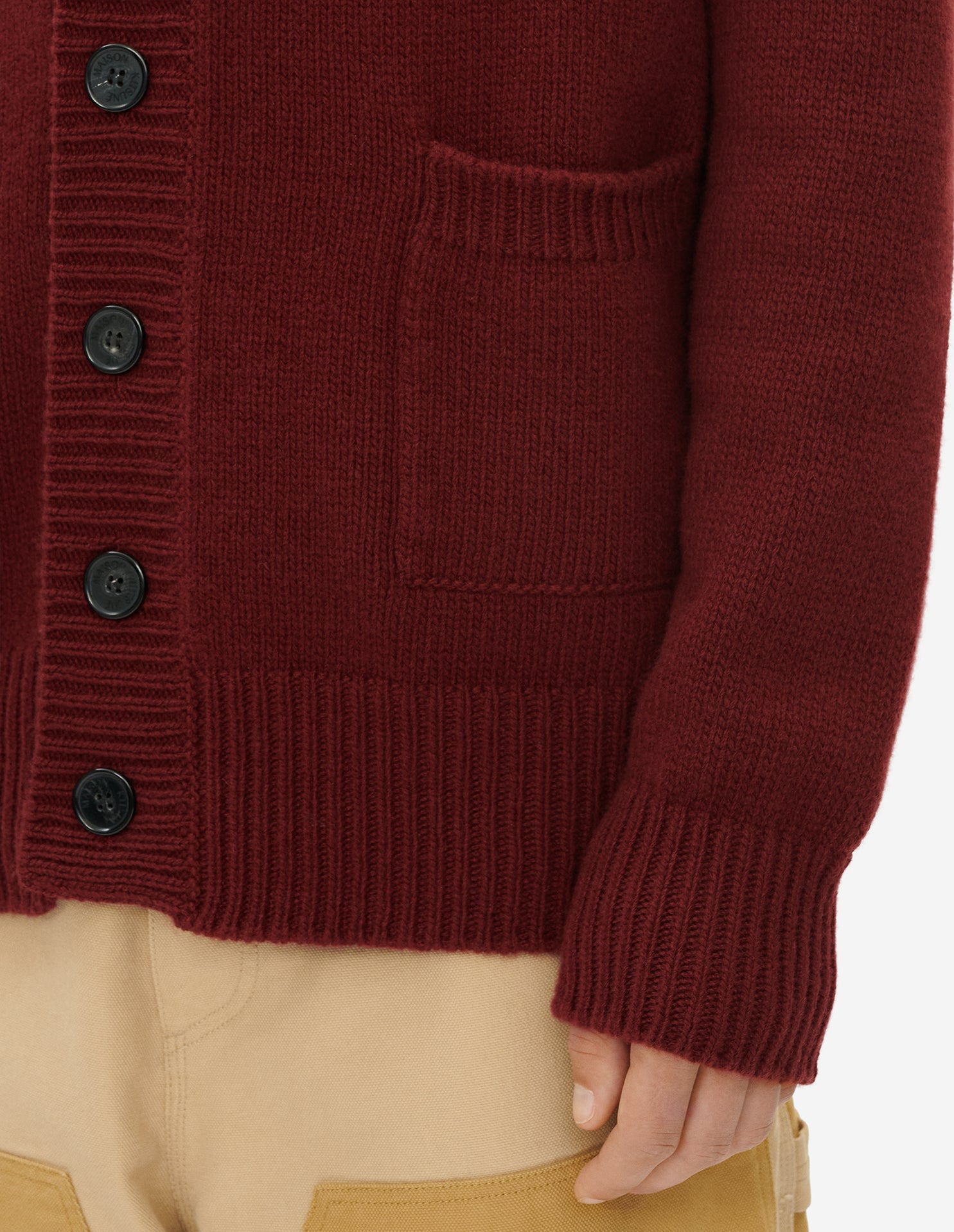 Cardigan à col V en laine - Wine Lees
