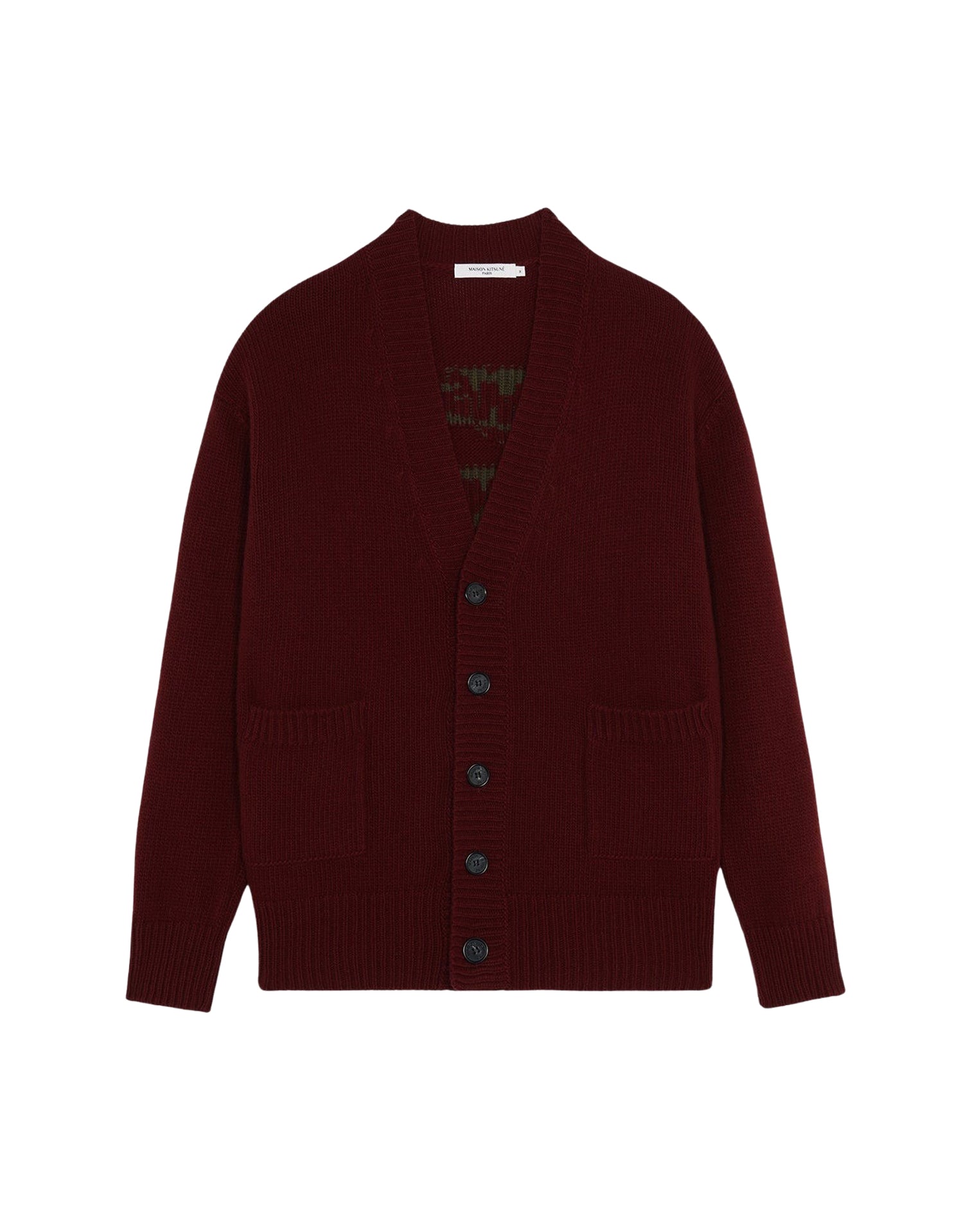 Cardigan à col V en laine - Wine Lees