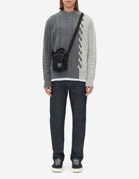 Pull tressé à manches longues en laine et cachemire - Dark Grey Melange