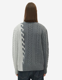 Pull tressé à manches longues en laine et cachemire - Dark Grey Melange