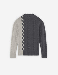 Pull tressé à manches longues en laine et cachemire - Dark Grey Melange