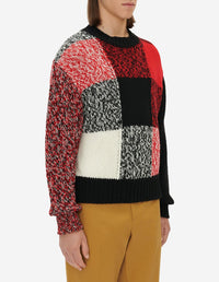 Long-sleeved jumper with wool bow - Black Red Check
