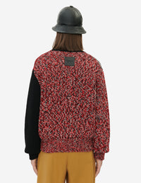Long-sleeved jumper with wool bow - Black Red Check