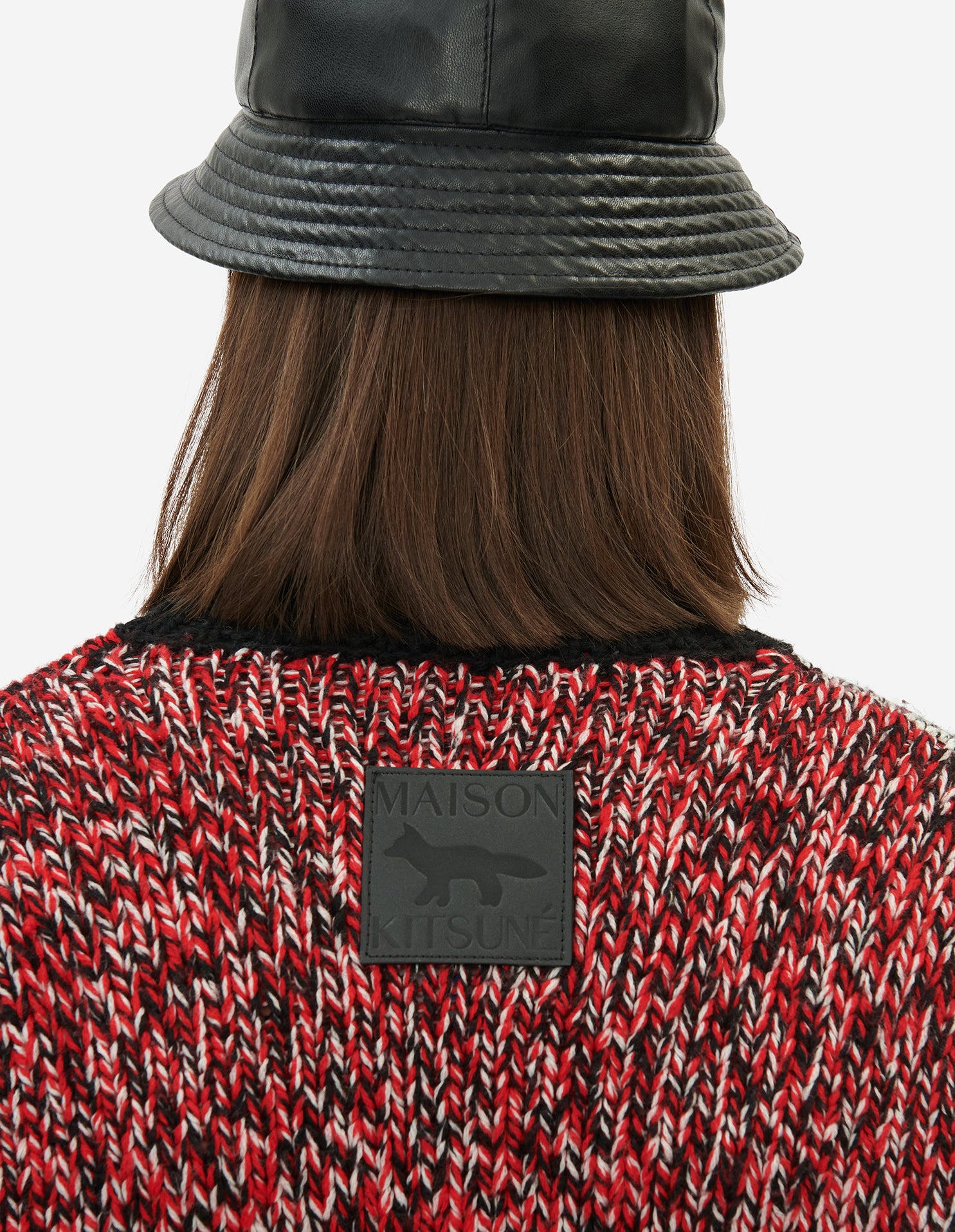 Long-sleeved jumper with wool bow - Black Red Check