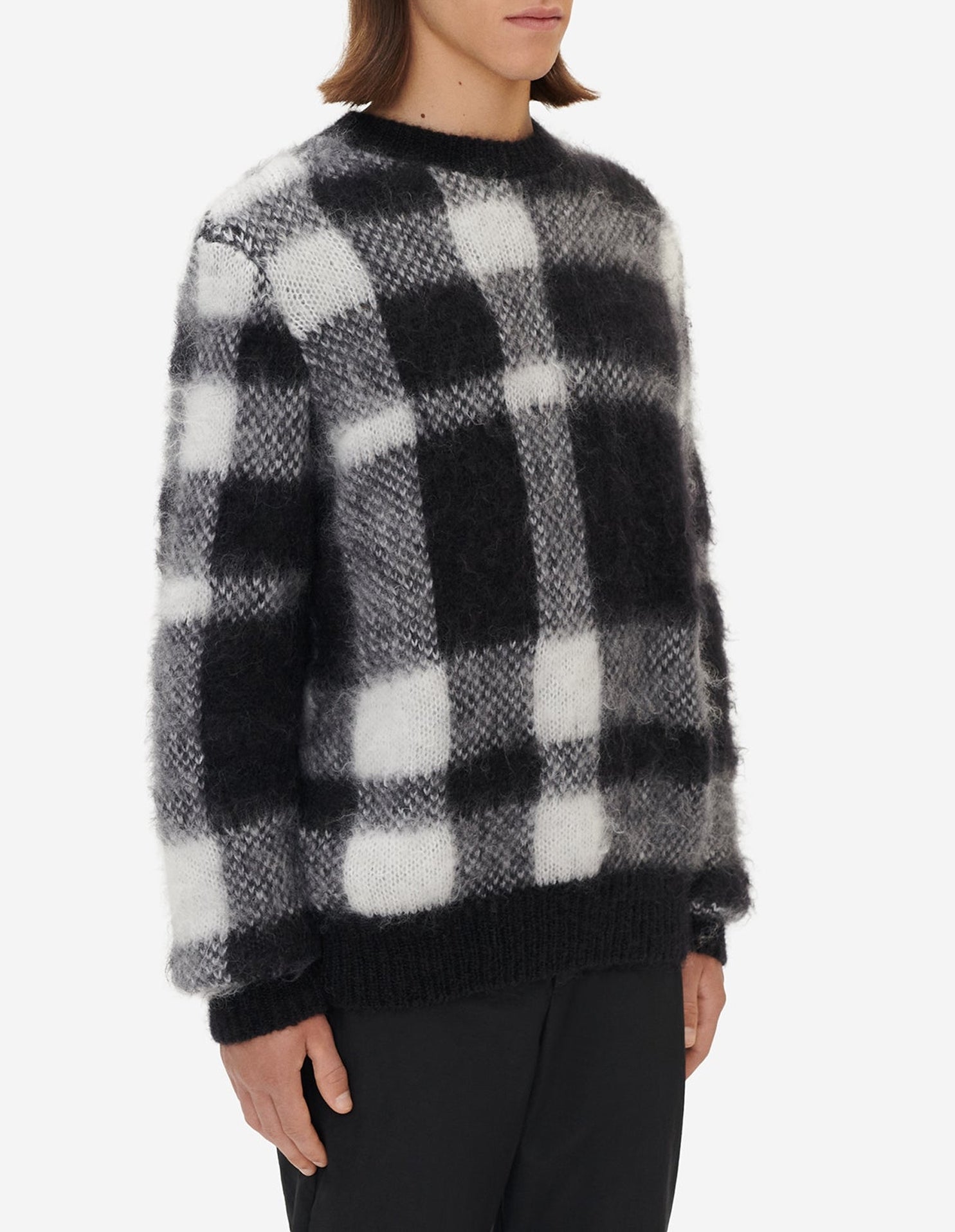 Pull à manches longues en laine - Black White Check