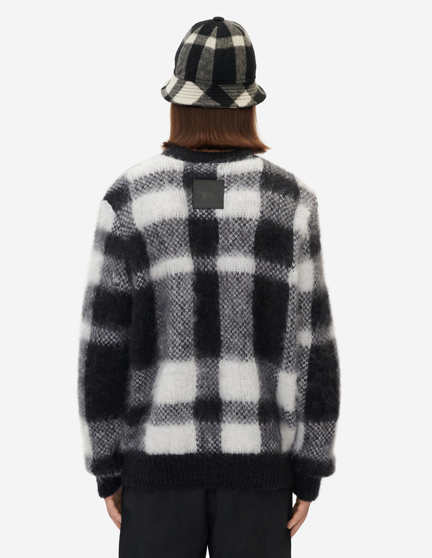 Pull à manches longues en laine - Black White Check