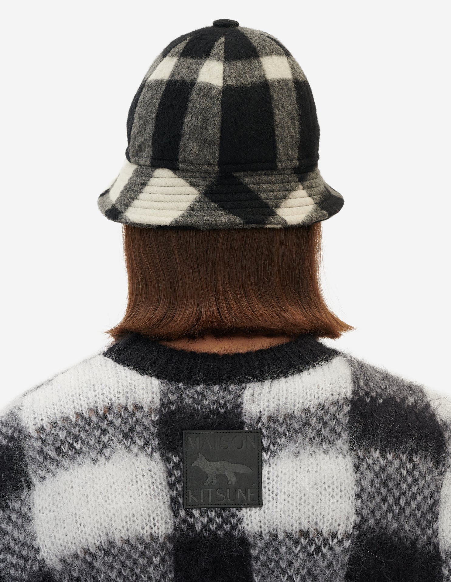 Pull à manches longues en laine - Black White Check