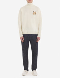 Pull à col montant en laine - Ecru
