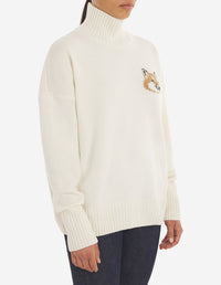 Pull à col montant en laine - Ecru