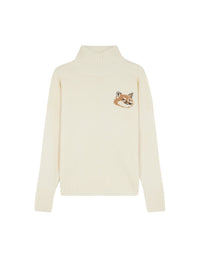 Pull à col montant en laine - Ecru