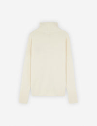 Pull à col montant en laine - Ecru