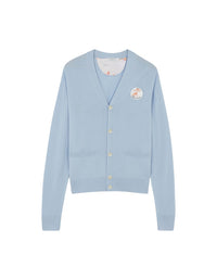 Cardigan Maison Kitsuné x Olympia Le-Tan en laine - Light Blue