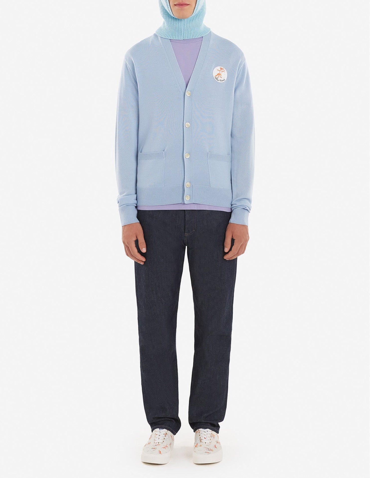 Cardigan Maison Kitsuné x Olympia Le-Tan en laine - Light Blue