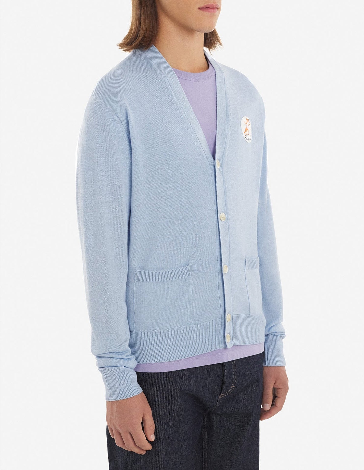 Cardigan Maison Kitsuné x Olympia Le-Tan en laine - Light Blue