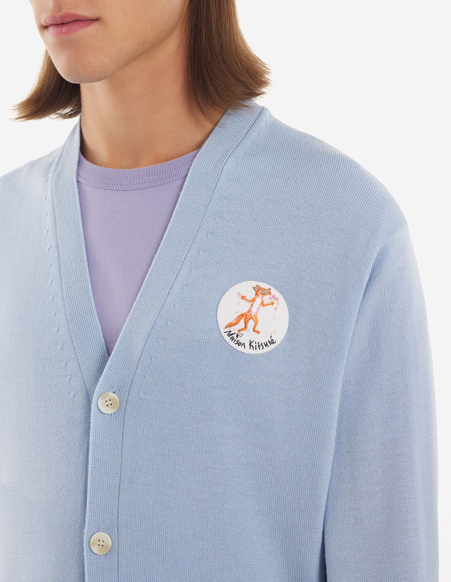 Cardigan Maison Kitsuné x Olympia Le-Tan en laine - Light Blue