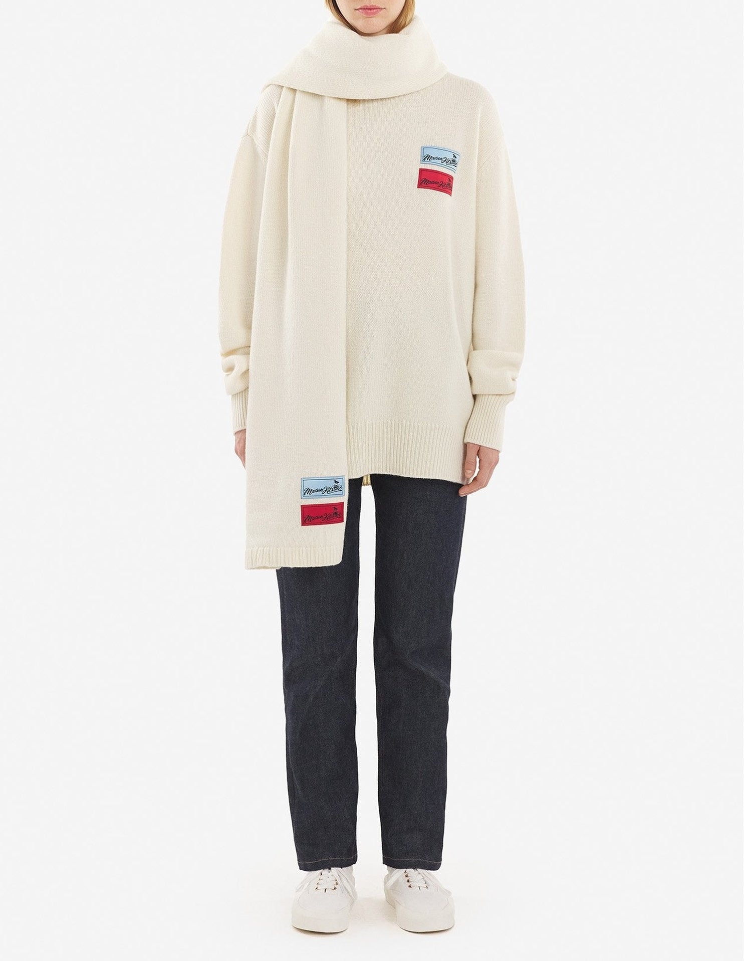 Pull Maison Kitsuné x Mont Fuji en laine - Ecru