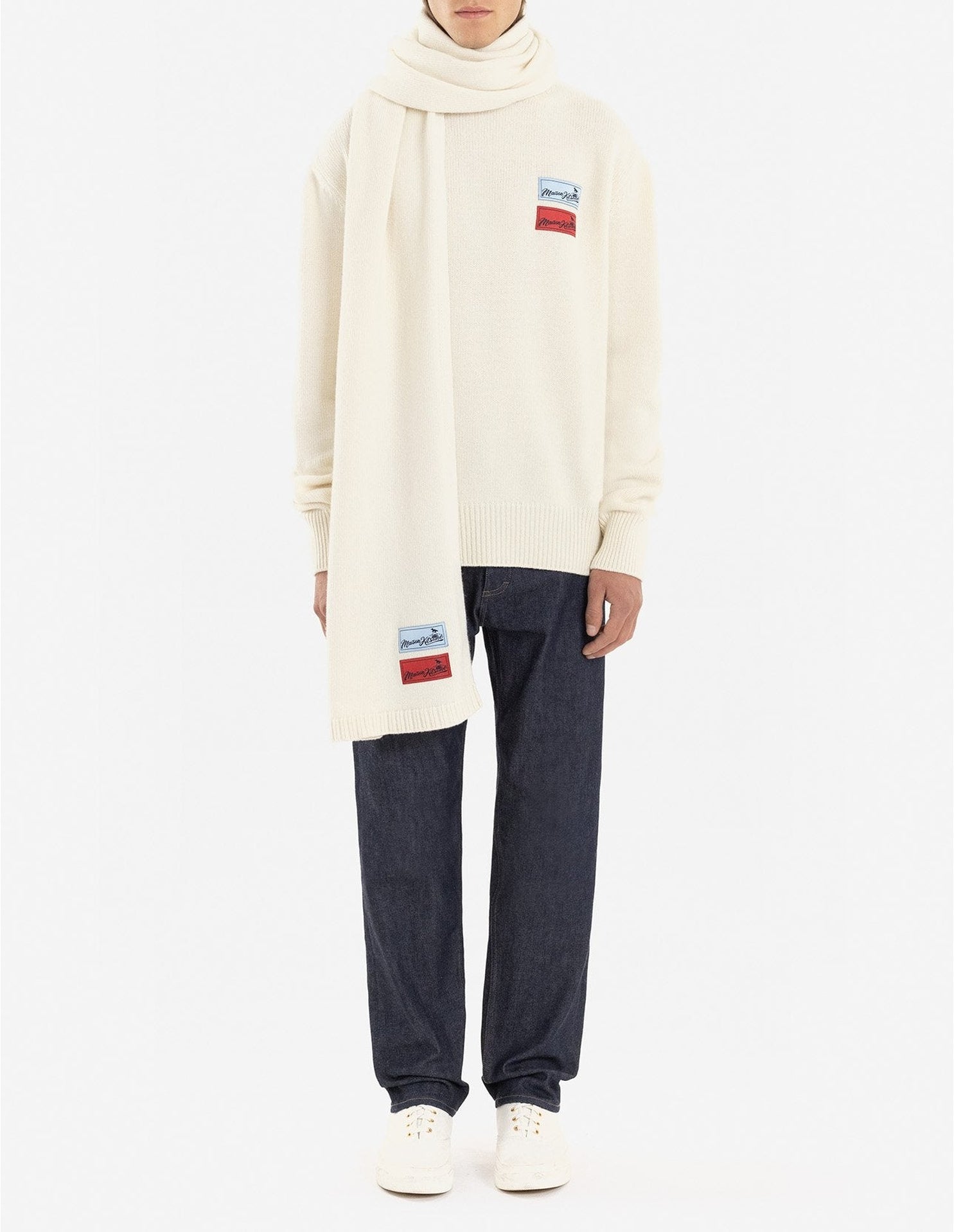 Pull Maison Kitsuné x Mont Fuji en laine - Ecru