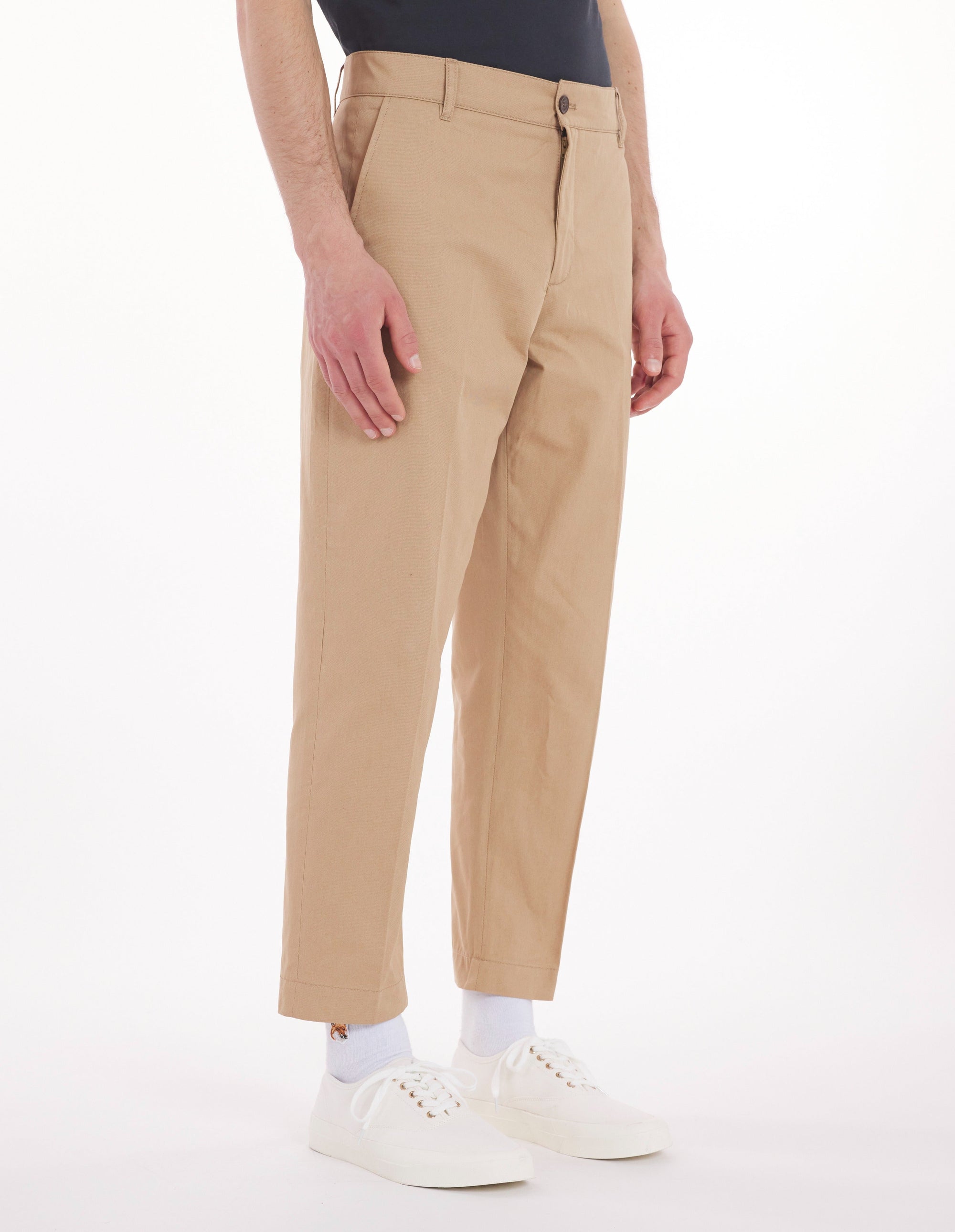 Pantalon droit chino à poches - Beige
