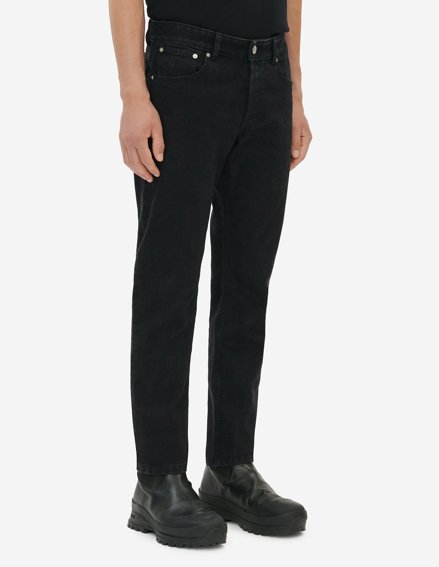 Pantalon slim taille haute en denim - Black