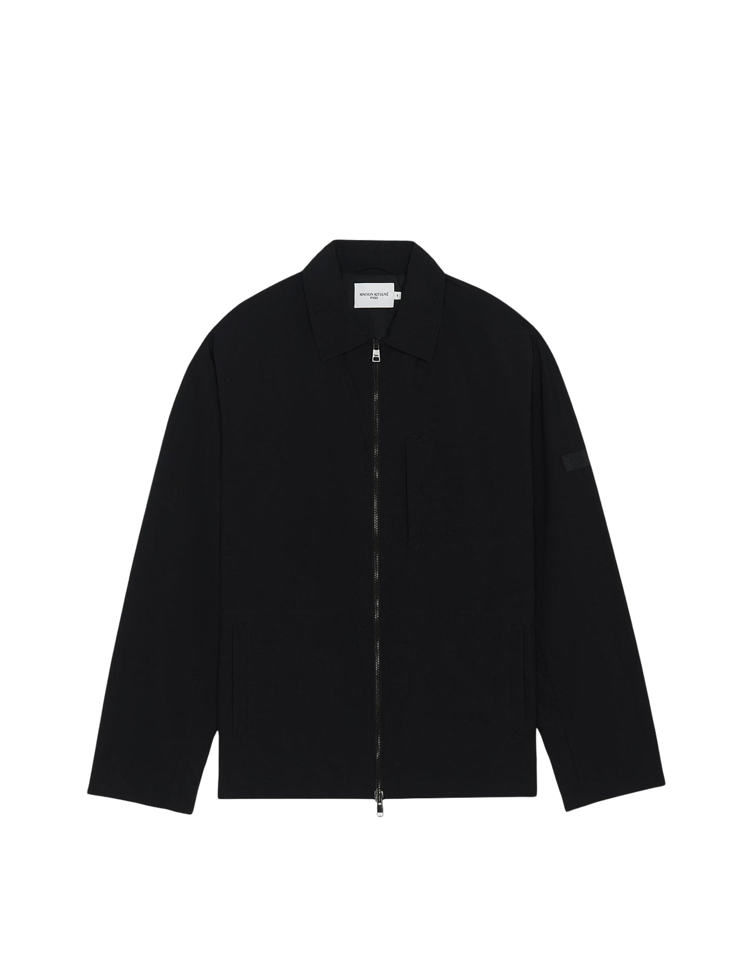Surchemise zippée décontractée à manches longues - Black