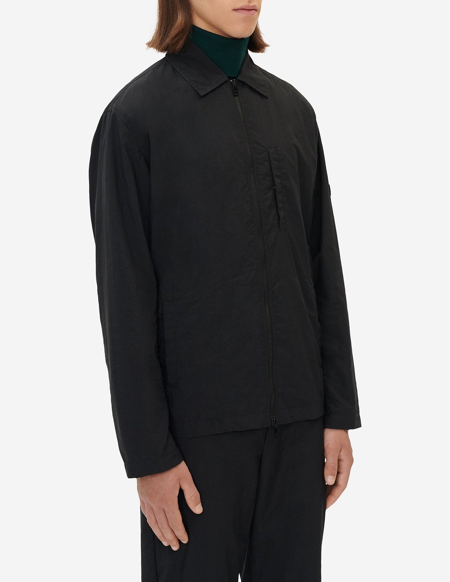 Surchemise zippée décontractée à manches longues - Black