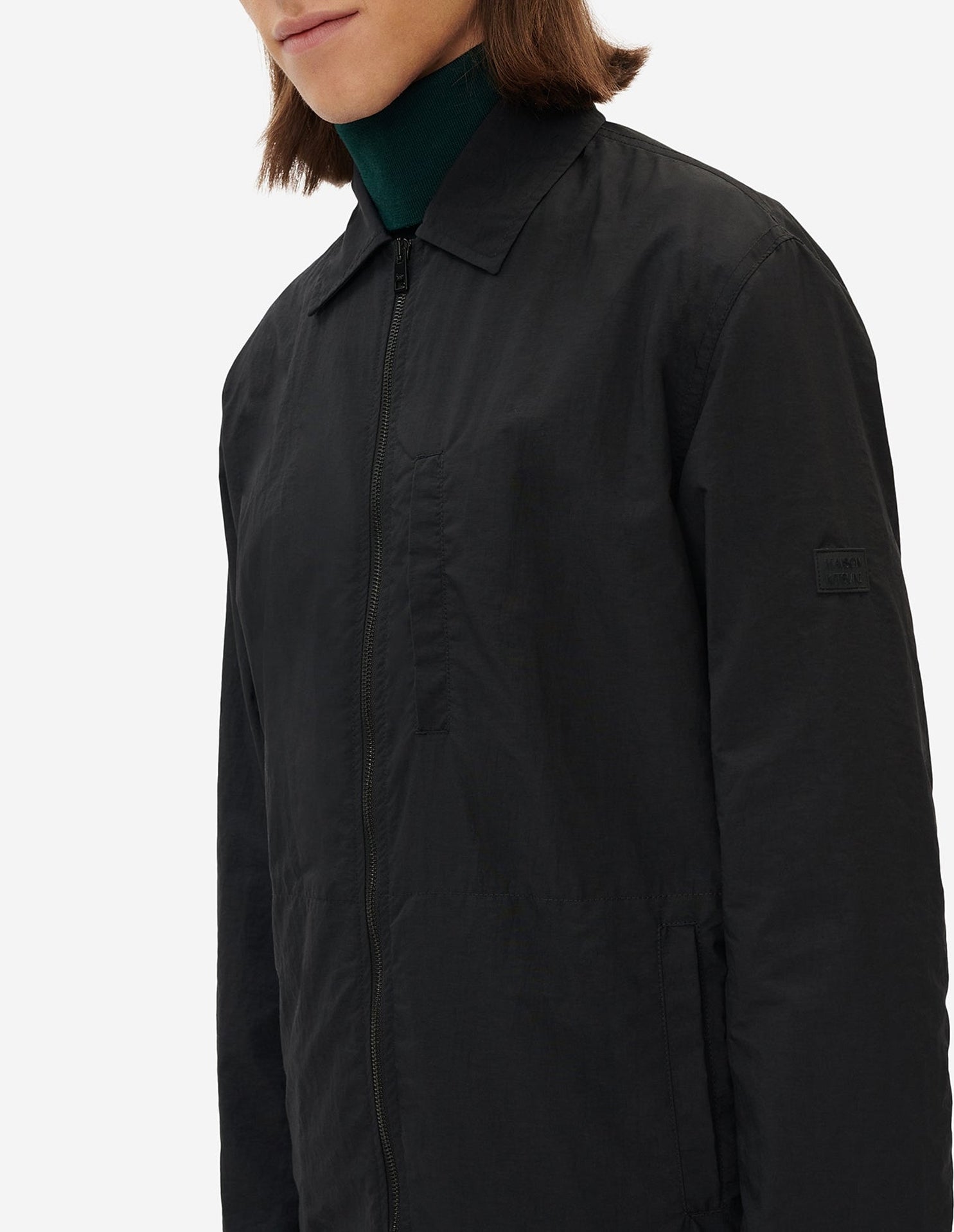 Surchemise zippée décontractée à manches longues - Black