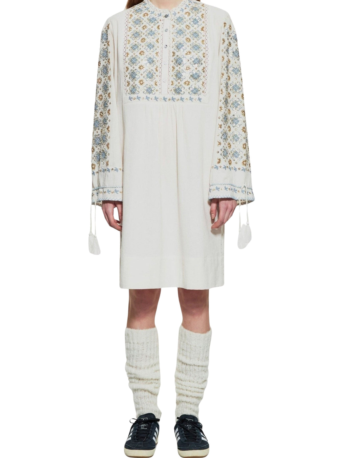 Robe courte brodée de sequins Joana - Cream