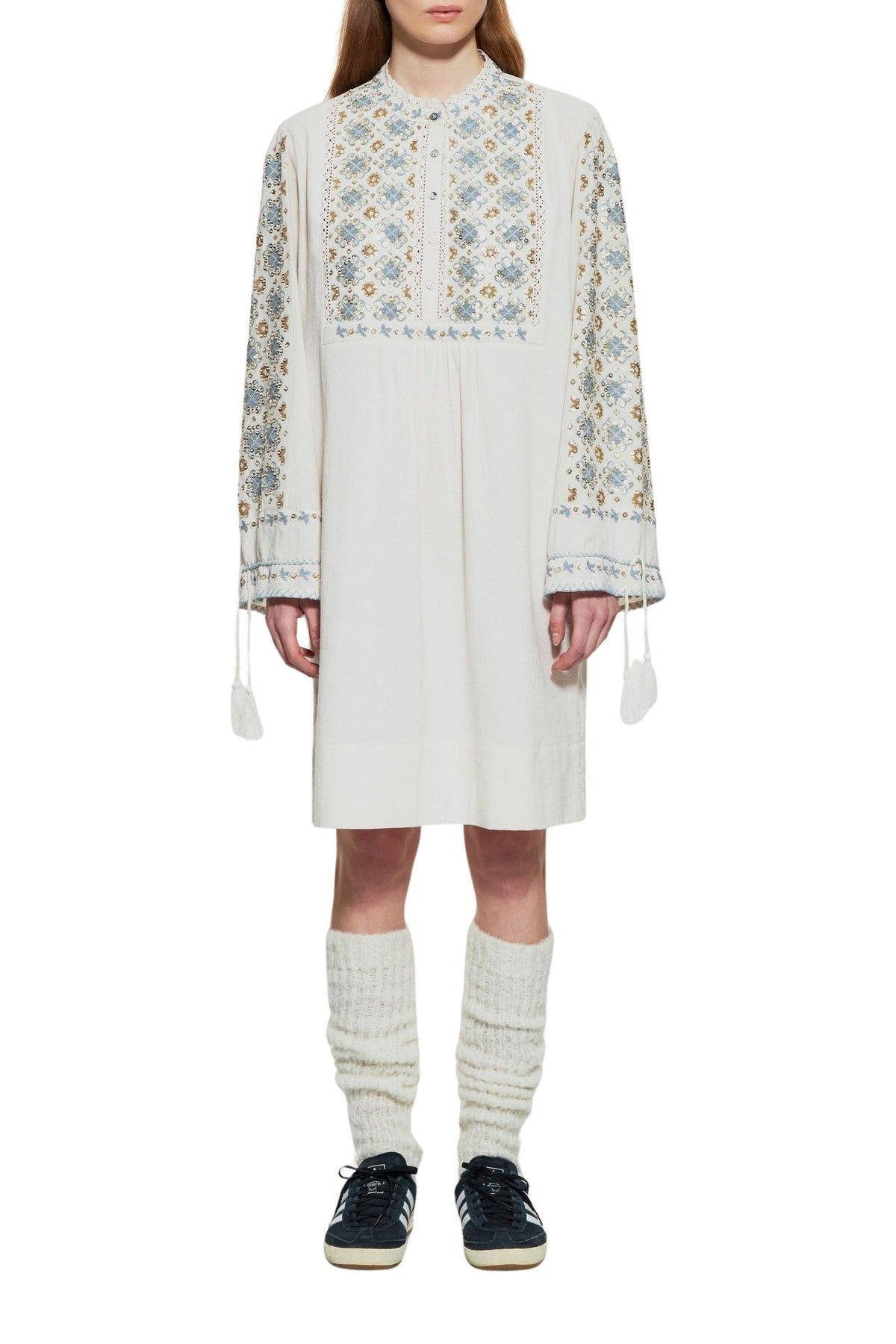 Robe courte brodée de sequins Joana - Cream