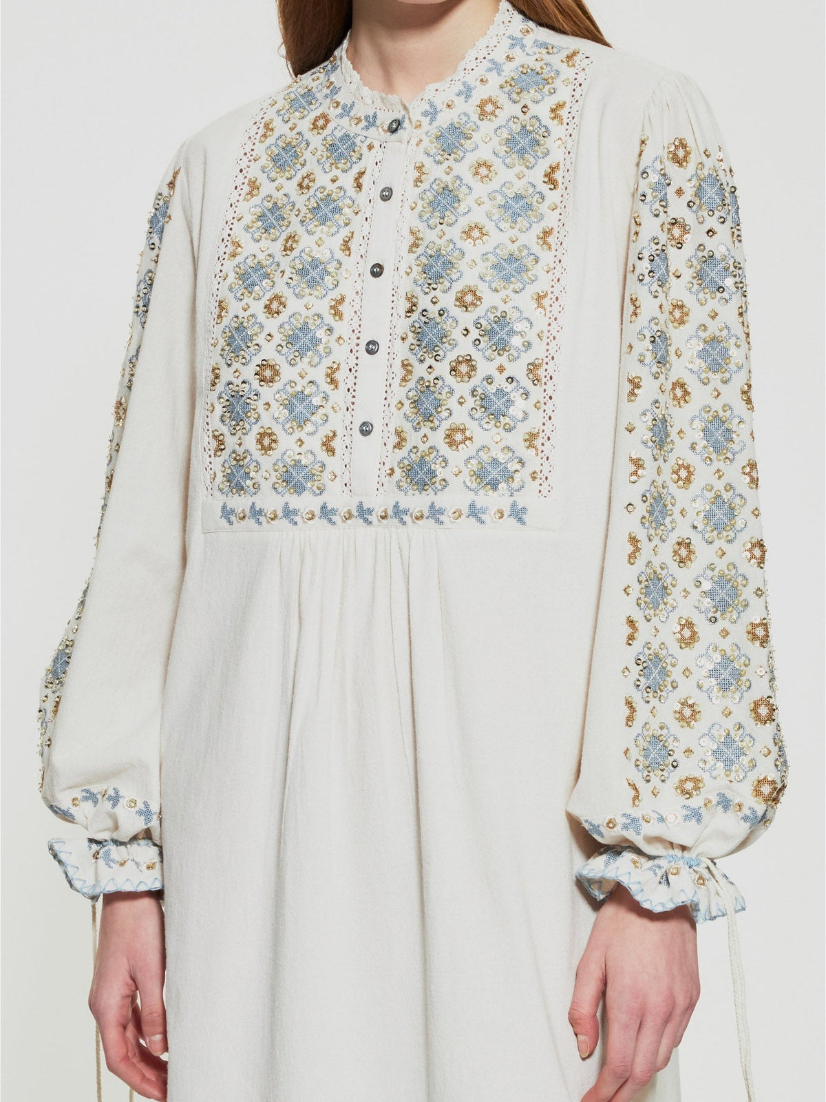 Robe courte brodée de sequins Joana - Cream