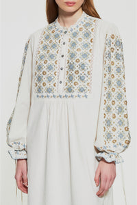 Robe courte brodée de sequins Joana - Cream